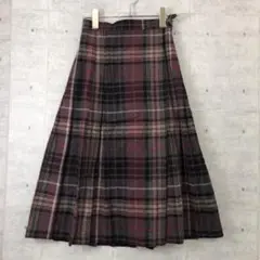 レトロ トラディショナル 国産古着 チェック柄 ラップ ロングスカート