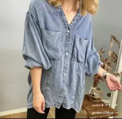 ❤【美品】ayane テンセルデニム ノーカラーシャツのサムネイル