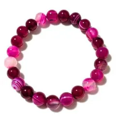 一点物【2-8】8mm❤【ピンクカラー縞瑪瑙】天然石パワーストーンブレスレット
