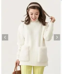 ジョイントスペース　リアラpg アイボリー ニット　セーター ファー付き