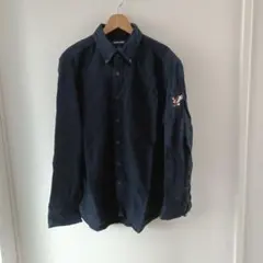 ランズエンド　ネルシャツ　ネイビー　М