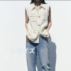 ZARA ザラ バーズアイベスト ツイード ジレ Lサイズ ホワイト 白