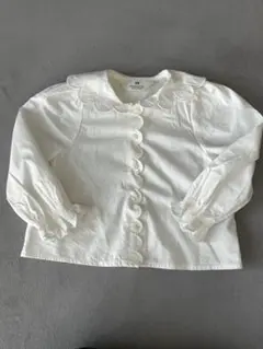 美品　H&M フリル付き白シャツ 92cm