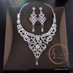 匿名ビジューネックレス ピアス セット キラキラ ゴージャス 高見え 大ぶり