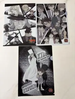 【非売品】名探偵コナン クリアファイル 3枚 純黒の悪夢 怪盗キッド 黒の組織