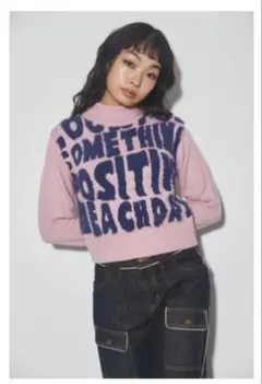 LAGUA GEM ALPHABET JACQUARD KNIT L/PNK
