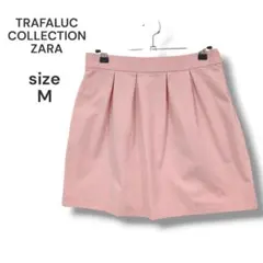 ZARA TRAFALUC　プリーツミニスカート　M　ピンク　コットン　古着のサムネイル
