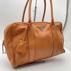 激レア プラダ ハンドバッグ ミニボストン ナッパ レザー オレンジ