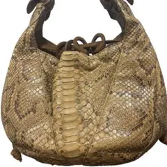 希少✨ボレッリピエリナ　ハンドバッグ　イタリア製　蛇柄　ブラウン