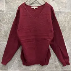 grove グローブ Vネック ニット セーター ボルドー 赤 M a276