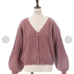 【axes femme】森ガール レトロ 透かし編みニットカーディガン