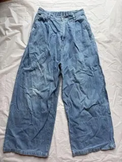 【Richeglamour】ライトブルー ワイドレッグデニムパンツ