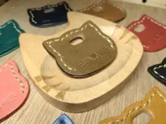 H8-4ブラウン　猫型キーカバー大