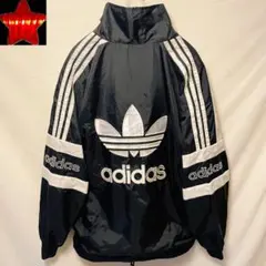 【adidasアディダス】ナイロンジャケット コーチジャケット 黒ブラック M