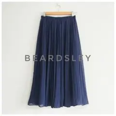 美品 BEARDSLEY シワシワシフォンギャザースカート ネイビー 洗えるのサムネイル