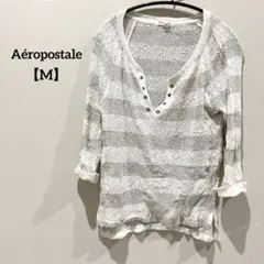 Aéropostale 【M】ストライプ Vネック 七分袖