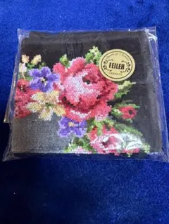 【新品未使用】FEILER フェイラー ハンカチ 黒　花柄　 マリアンヌ