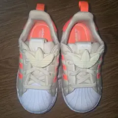 adidas スーパースター ベージュ/オレンジ 15cm