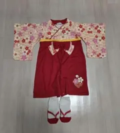 【美品★ 送料込み】ベビー袴 80cm 靴下付き