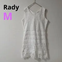 【Rady】レース ノースリーブ トップス チュニック　ワンピース　ホワイト　Mのサムネイル