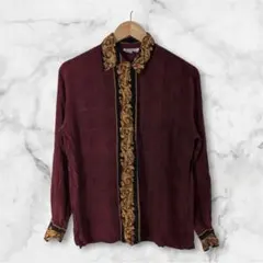 Viyella ヴィエラ カシミヤ30％ ウールシャツ M ボルドー 長袖 - メルカリ