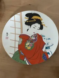 昭和レトロ 春画風 浮世絵風 立体レリーフ 飾り皿 花魁 芸者 壁掛け