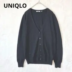 UNIQLO ユニクロ／カーディガン M 長袖 メリノウール Vネック 黒