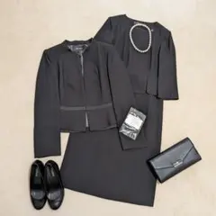 美品 東京ソワール 礼服 11号 L アンサンブル ワンピース 前開き 冠婚葬祭