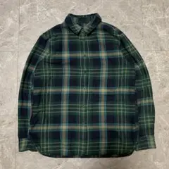 UNIQLO ユニクロ グリーン系チェック 長袖シャツ M アメカジ g71のサムネイル