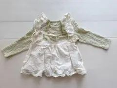 バースデイ　薄い緑色のレース付きトップス　90