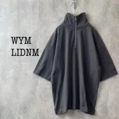 【人気】WYM LIDNM ハーフジップ半袖Tシャツ チャコールグレー