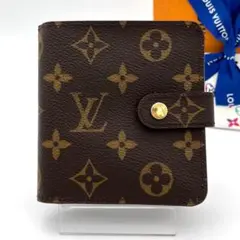 【極美品】ルイヴィトン モノグラム コンパクトジップ 折り財布 ブラウン