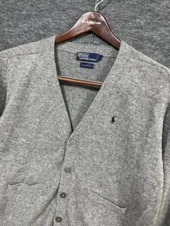 人気 ポロラルフローレン ポニー刺繍 ラムウール ニットカーディガン グレーMのサムネイル