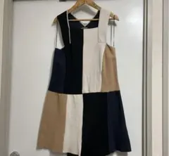 ZARA ノースリーブ ミニワンピース パッチワーク