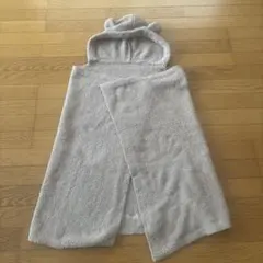 【美品】ジェラートピケ・ベアフード耳付き/毛布ガウン　おくるみ毛布