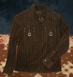 TAKAIQ.COM ブラウンストライプシャツ L