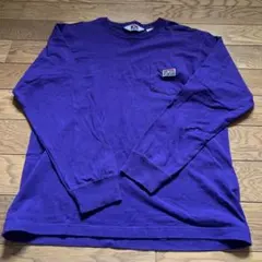 長袖Tシャツ紫 コットン 胸ポケット付き