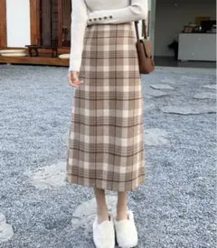 ABITOKYO チェック柄 タイトスカート ベージュ
