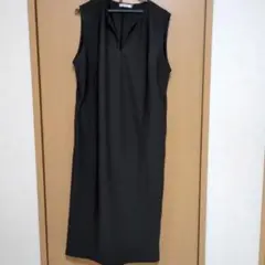 ニッセンブラック ノースリーブ ロングワンピース S-M
