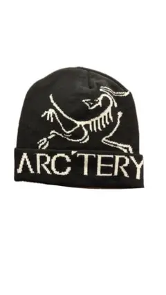 ARC'TERYXロゴ入りニット帽　黒　ビーニー