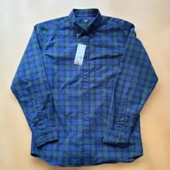 UNIQLO メンズ　ブロードシャツ　ネイビーチェックシャツ Mサイズ　訳あり