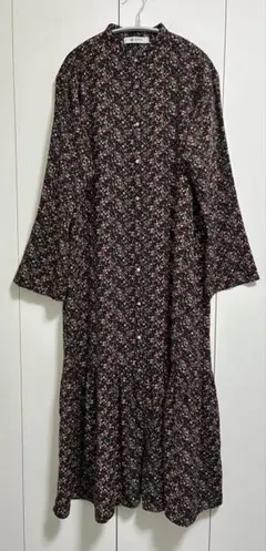 nano・universe 花柄長袖ロングワンピース