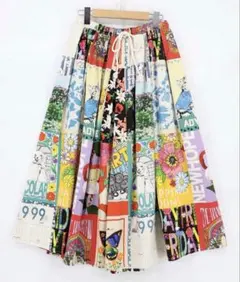 スカラーscolar 162725：スカラー ポスターコラージュ柄ツイルスカート 