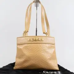 美品 ヴェルサーチ サンバースト オーストリッチ レザー ベージュ 