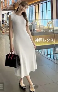 神戸レタス岡部あゆみコラボ リブニットノースリーブワンピース