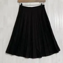 インディヴィ　ウールプリーツスカート　薄手　こげ茶