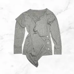 【y2kグランジ】アシンメトリー ドレープカットソー ギミック 変形 グレー