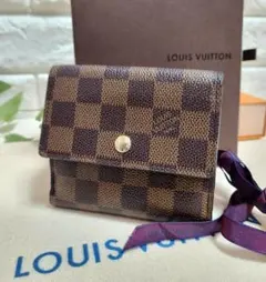 【美品】LOUIS VUITTON ダミエ 三つ折り財布 コンパクト Wホック