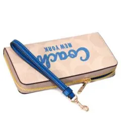 コーチ 長財布 COACH コーティングキャンバス スムースレザー シグネチャー