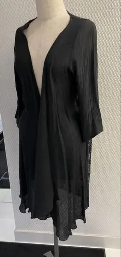 Back lace tunic cardigan black